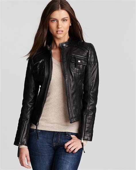 michael kors leather jacket gold zipper|Michael Kors leather jacket women's.